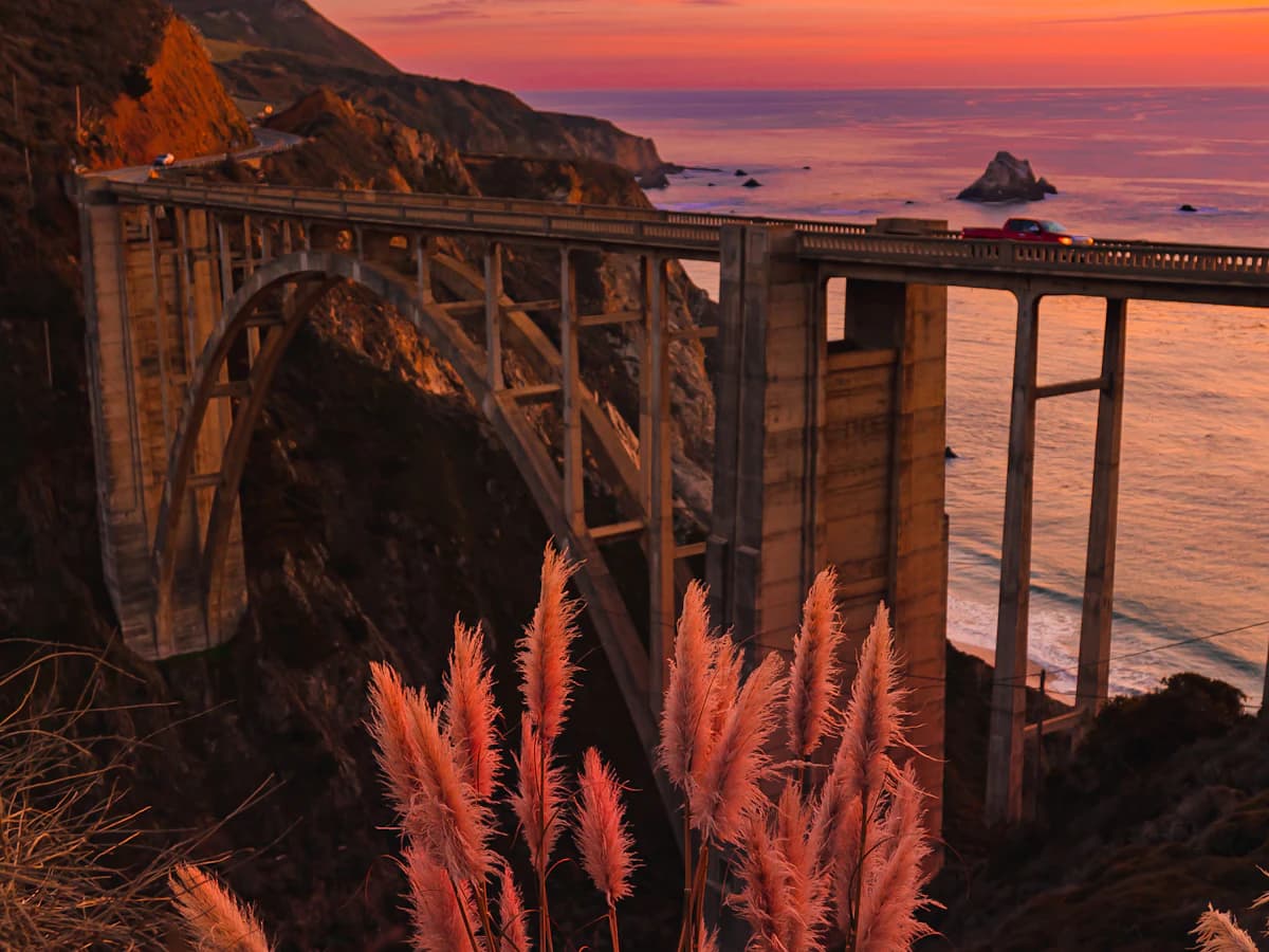 Bixby Bridge above the Pacific at sunset in Big Sur, California